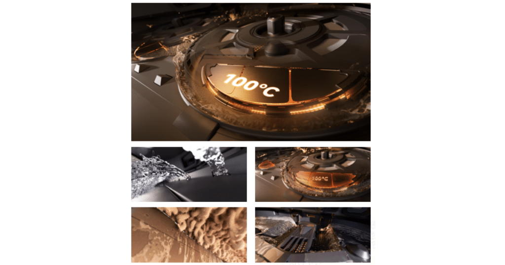 Dreame X60 Max Ultra Complete ThermoHub | Vacuum Wars Dreame X60 ThermoHub™ mop self-cleaning.