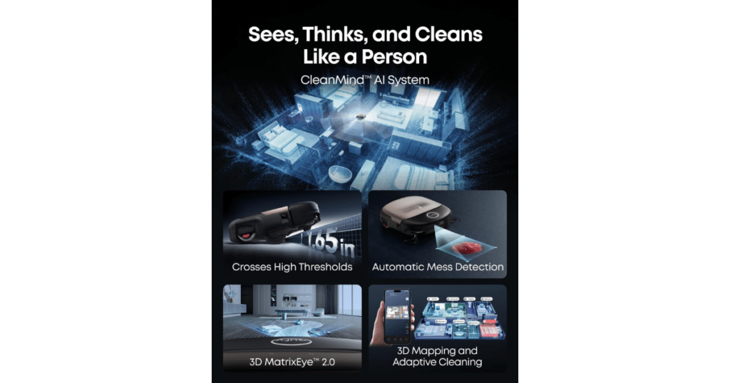 Eufy Omni S2 Navigation | Vacuum Wars Eufy Omni S2 CleanMind AI navigation system showing 3D home mapping and object recognition features