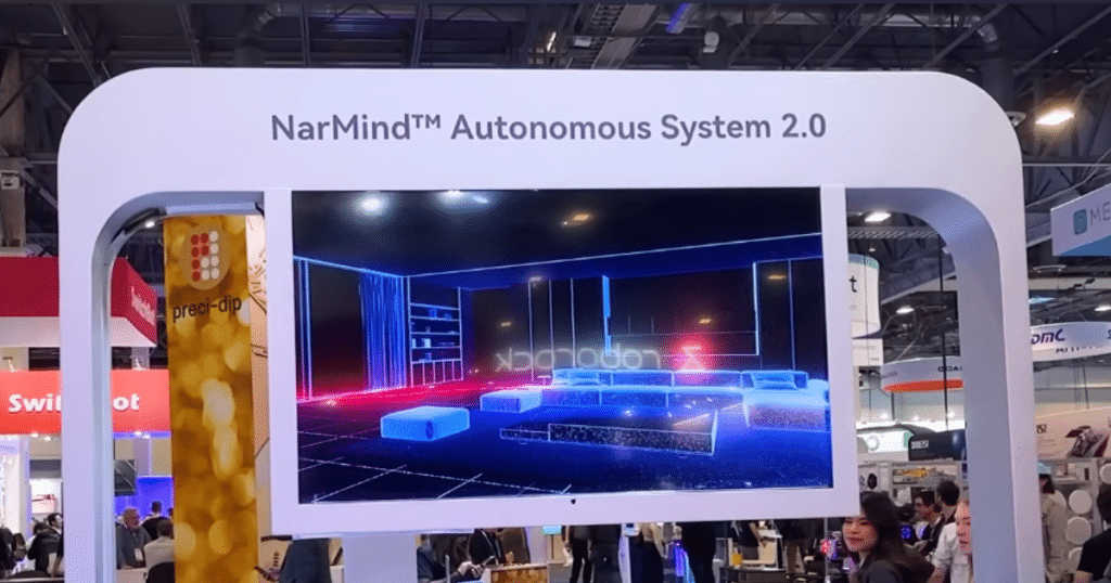 Narwal Flow 2 NarMind at CES 2026 | Vacuum Wars Narwal NarMind Autonomous System 2.0 display shown at a CES exhibit, illustrating its AI-based object recognition system.
