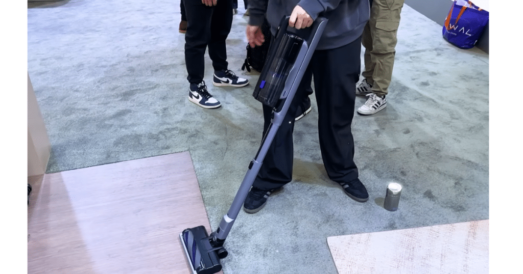 Narwal V50 Cordless Vacuum at CES 2026 | Vacuum Wars Narwal V50 cordless stick vacuum being demonstrated on a show floor at CES.