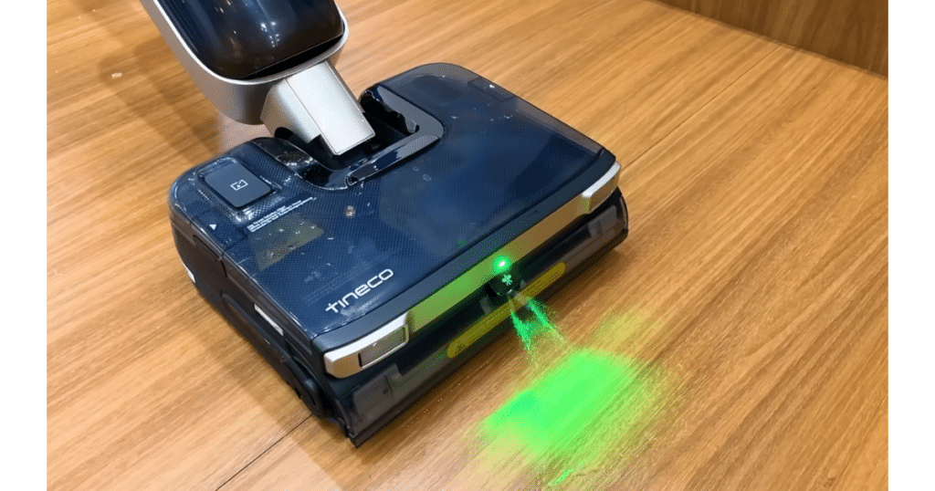 Tinco S9 Master Cordless Hard Floor Cleaner at CES 2026 | Vacuum Wars Tineco Floor One S9 Master wet-dry vacuum demonstrating its front-mounted hot water spray system during a CES display.