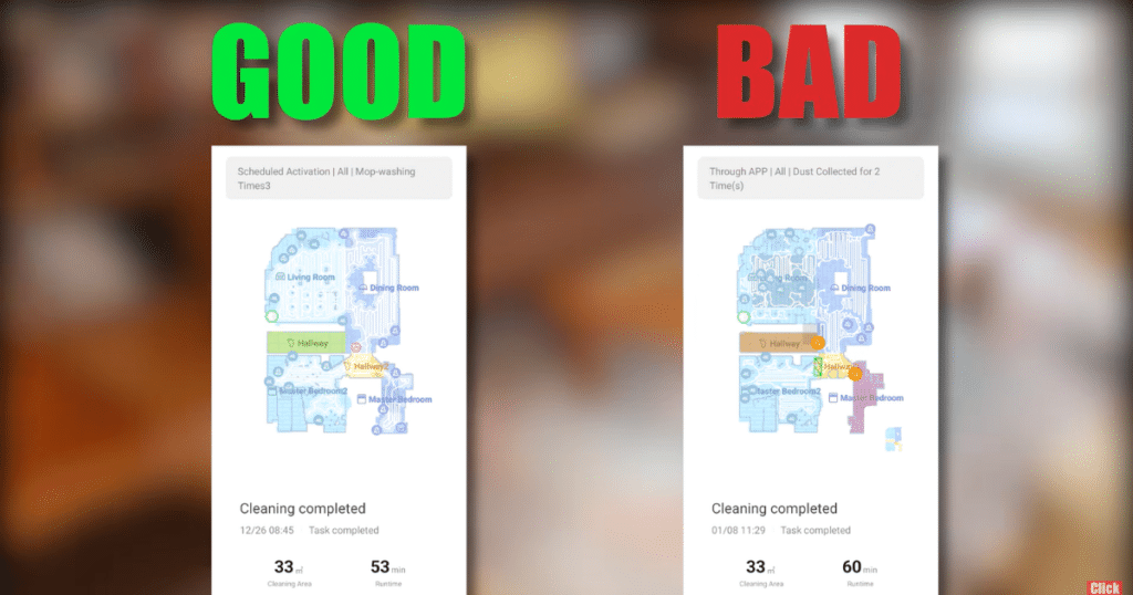 Dreame L50 Ultra Update Navigation | Vacuum Wars Dreame L50 Ultra app map showing room recognition, labeled areas, and cleaning history after fast home mapping and navigation.