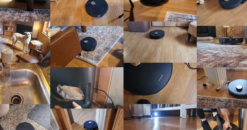 Dreame L50 Ultra Update Schedule | Vacuum Wars Dreame L50 Ultra robot vacuum and mop cleaning hardwood floors and rugs on a scheduled daily run in a busy home.