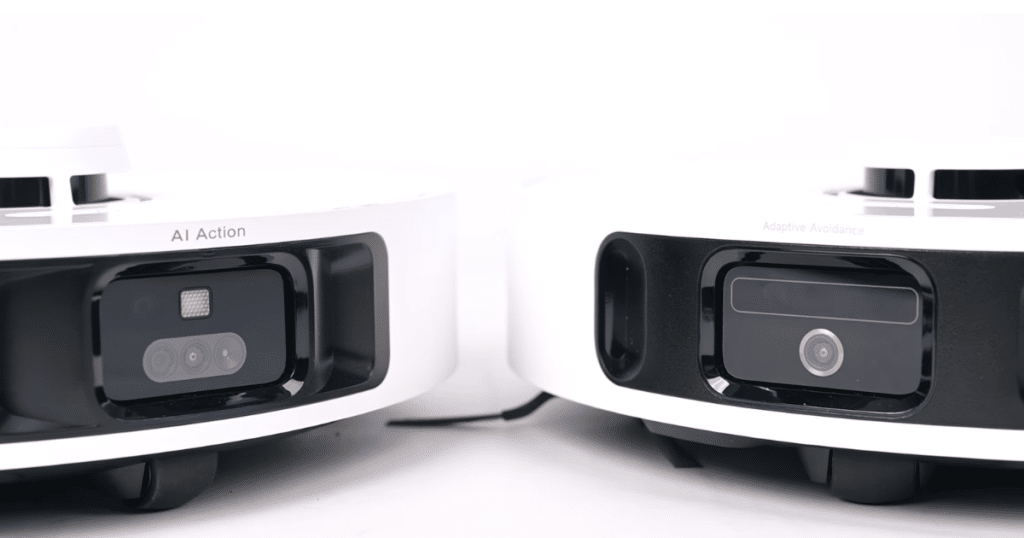 MOVA E40 Ultra V P10 Pro Ultra Obstacle avoidance system | Vacuum Wars A close up of the P10 Pro Ultra and the E40 Ultra's front-facing obstacle avoidance systems