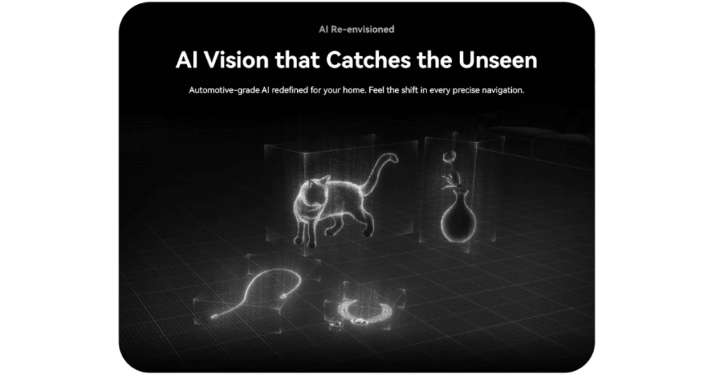 Narwal Flow 2 Ultra AI Vision | Vacuum Wars Narwal Flow 2 Ultra AI Vision interface showing object detection of a cat, vase, shoe, and small items using dual RGB cameras and Omni Vision AI navigation system.
