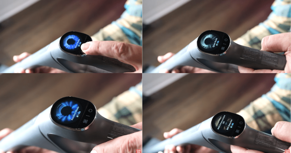 Narwal S20 pro LCD screen | Vacuum Wars Narwal S20 Pro LCD screen displaying AI DirtSense and multiple cleaning modes with real-time battery information.