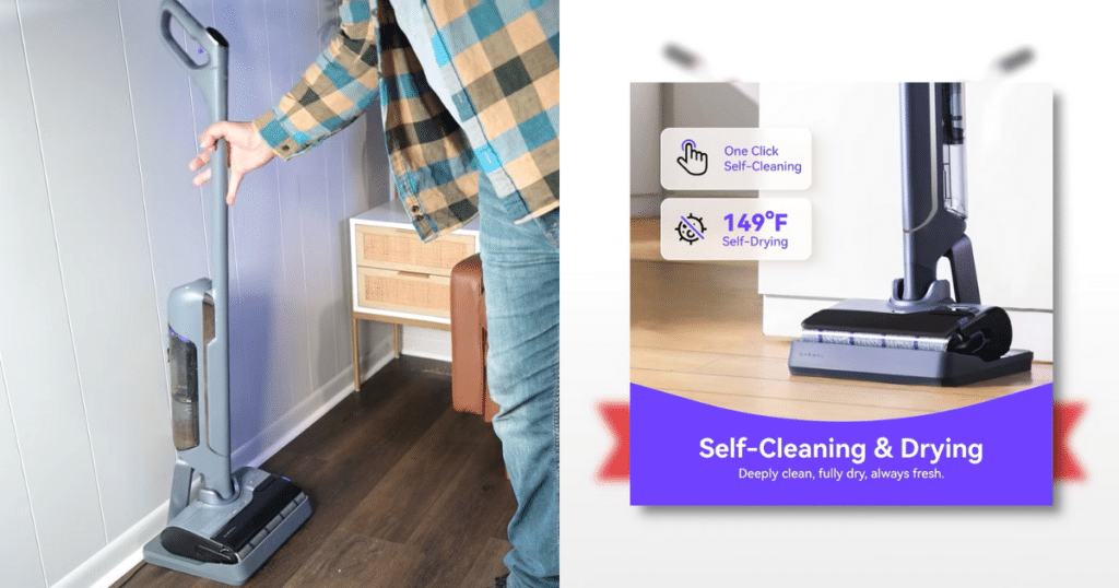 Narwal S20 pro self cleaning | Vacuum Wars Narwal S20 Pro vacuum mop on its self-cleaning dock with heated drying system for automatic roller cleaning.