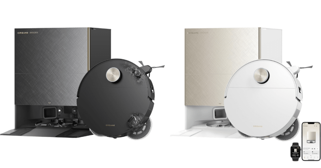 Dreame X60 Max Ultra Complete colors | Vacuum Wars Dreame X60 Max Ultra Complete robot vacuum available in black and white color options with auto-empty dock
