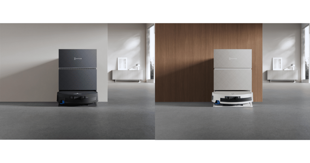 ECOVACS DEEBOT T90 PRO OMNI colors | Vacuum Wars ECOVACS DEEBOT T90 PRO OMNI robot vacuum with OMNI Station automatic mop washing and drying dock in black and white color options