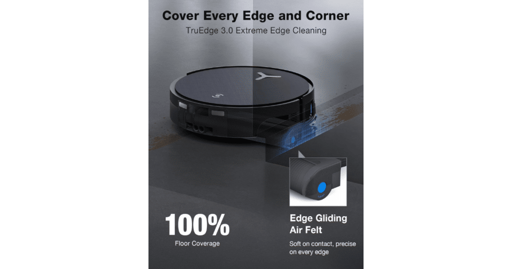 ECOVACS DEEBOT X12 OmniCyclone truedge | Vacuum Wars ECOVACS DEEBOT X12 OmniCyclone robot vacuum with TruEdge 3.0 extending mop for edge and corner cleaning along baseboards