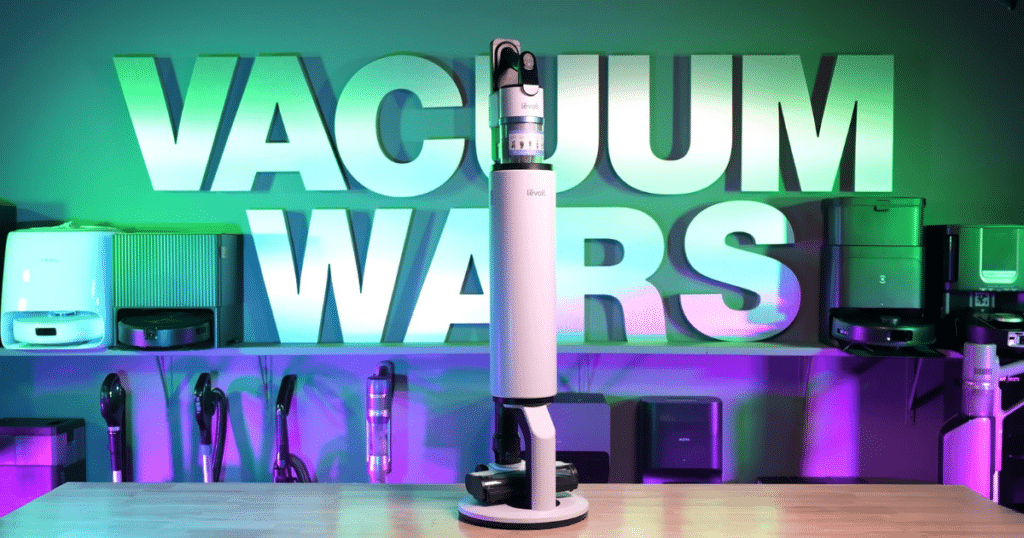 Levoit Aero product hero | Vacuum Wars Levoit Aero cordless vacuum with auto-empty dock featured in Vacuum Wars studio setup