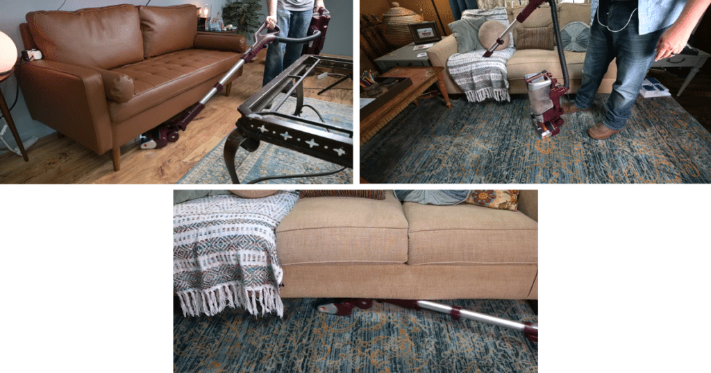 Shark Stratos Upright Vacuum Powered LiftAway Versatility | Vacuum Wars Shark Stratos upright vacuum demonstrating Powered Lift-Away cleaning under furniture and above-floor use with hose attachments