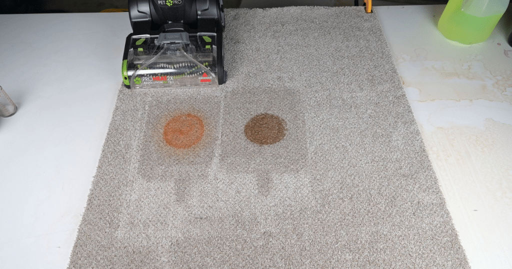 Bissell ProHeat 2X Revolution Pet Pro Plus Stain Tests 1 | Vacuum Wars The Bissell ProHeat 2X Revolution Pet Pro Plus Stain Test approaching stains on carpet