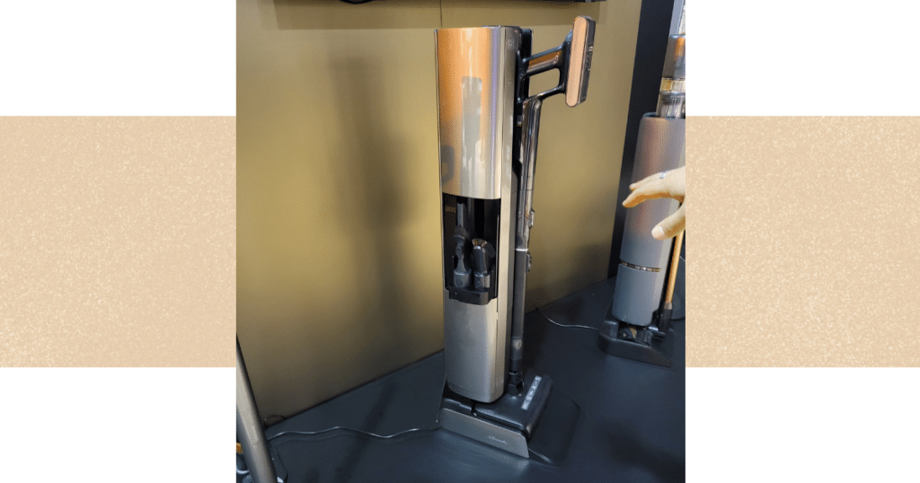 Dreame XT Combo | Vacuum Wars Dreame XT Combo wet dry vacuum with automated base station and self-cleaning system on display at Dreame Next event