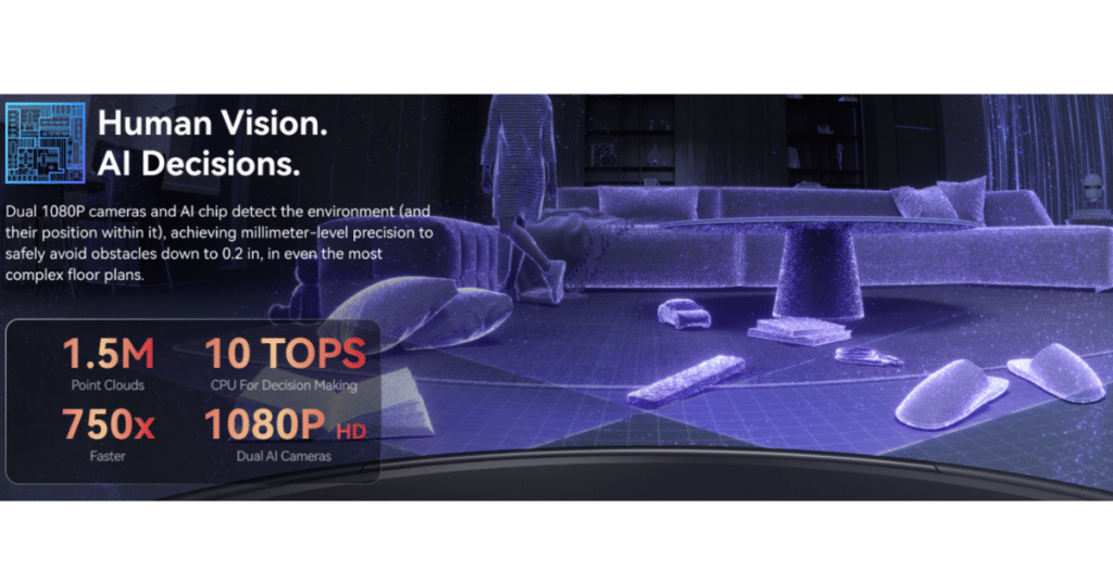 Narwal FLow 2 AI Vision | Vacuum Wars Narwal Flow 2 robot vacuum AI object recognition system with dual cameras mapping obstacles in a living room environment