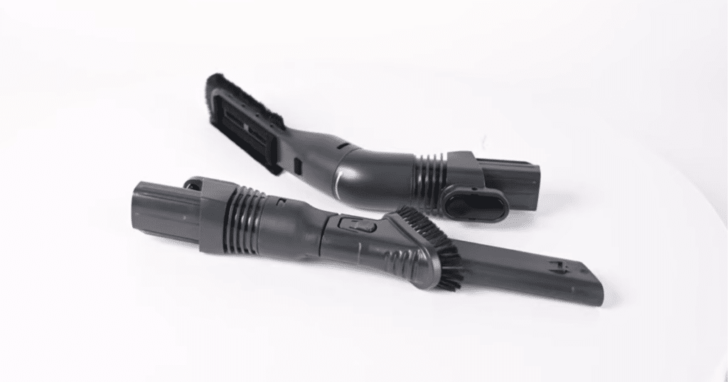 Shark Stratos Attachments | Vacuum Wars Shark Stratos cordless vacuum attachments including a crevice tool and dusting brush for above-floor cleaning.