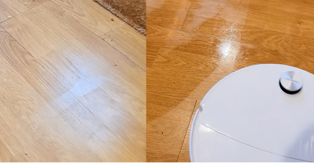 Roborock CurvX home mop streak | Vacuum Wars Roborock Qrevo CurvX leaving visible mop streaks on hard floors during real-world mopping test in a family home