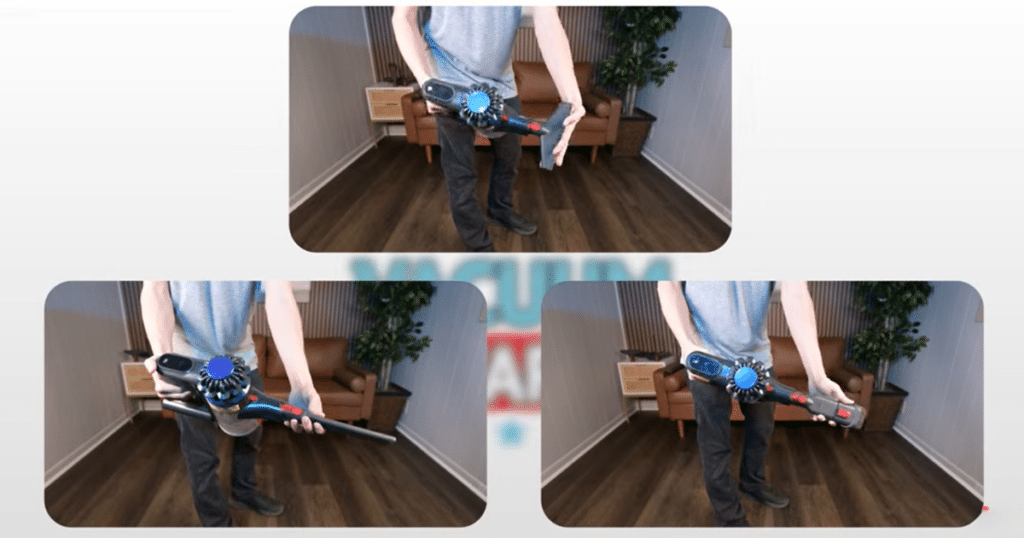 KARDV V06 attachments | Vacuum Wars The KARDV V06 cordless stick vacuum shown with three included attachments for handheld cleaning, crevice cleaning, and above-floor cleaning, alongside its convertible lightweight cordless design and wall-mounted charging dock support.