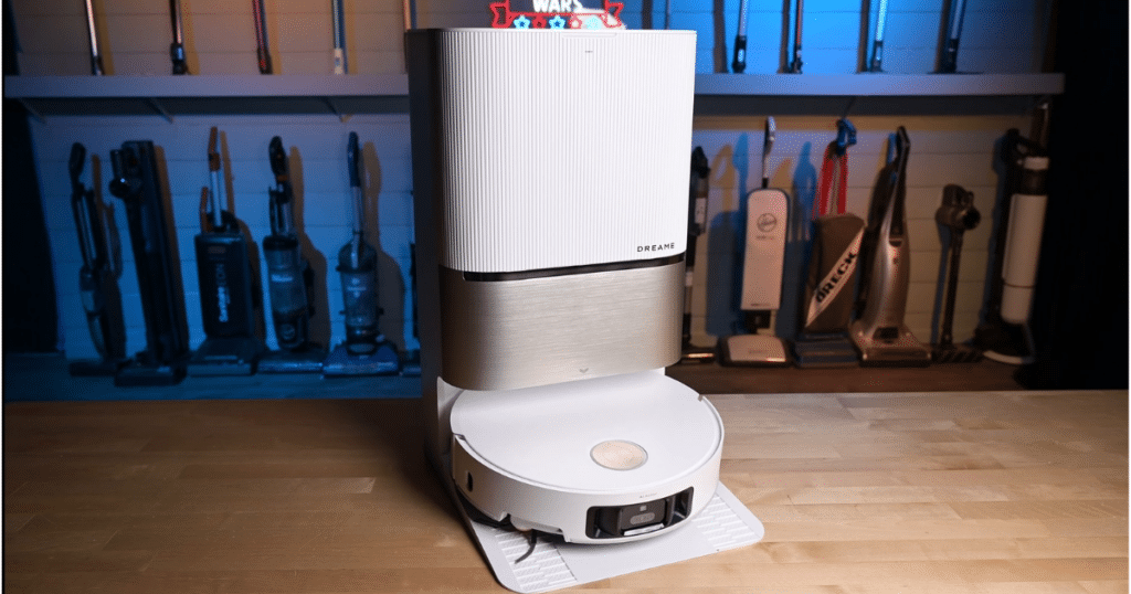 Dreame L60 Pro Ultra robot vacuum and dock in the Vacuum Wars testing studio