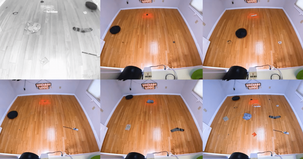 Roborock Saros 20 Sonic obstacle avoidance | Vacuum Wars Collage showing the Roborock Saros 20 Sonic navigating around common household objects during the Vacuum Wars obstacle-avoidance tests.