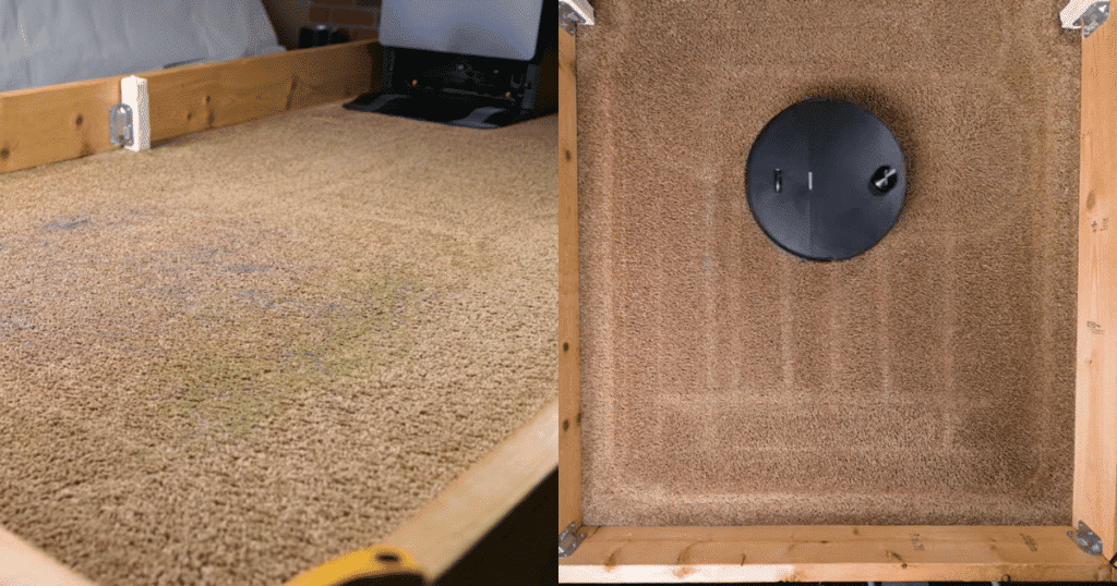 Roborock Saros 20 Sonic pet hair 1 | Vacuum Wars Roborock Saros 20 Sonic removing embedded pet hair from carpet during the Vacuum Wars pet hair pickup test.