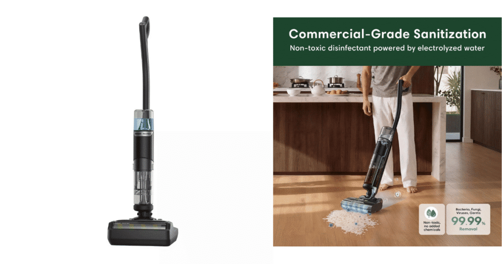 Roomba Electro Plus Product | Vacuum Wars Roomba Electro Plus 5-in-1 cordless hard floor cleaner that vacuums, mops, and disinfects using electrolyzed tap water.