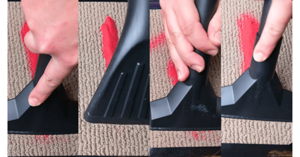 Vacuuming Sand from Car Upholstery at Vacuum Wars 1 | Vacuum Wars Before comparison showing sand being vacuumed from automotive carpet with a narrow wet/dry vacuum nozzle.