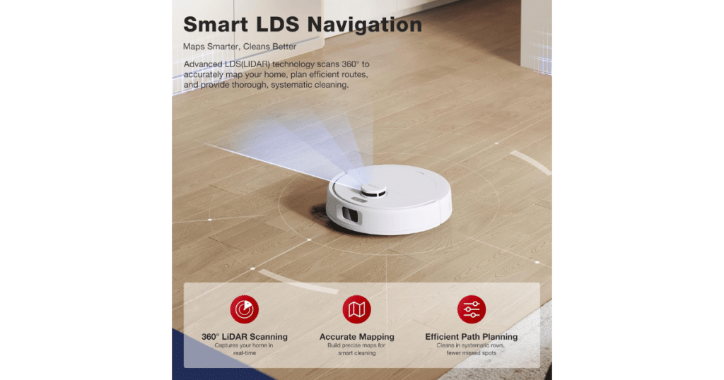 Yeedi C14 PRO Plus Lidar Navigation | Vacuum Wars Yeedi C14 PRO Plus robot vacuum using Smart LDS LiDAR navigation to scan a room and plan cleaning routes.