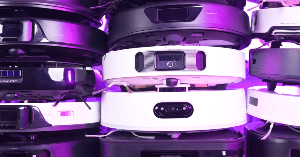 FCC what now camera | Vacuum Wars Collection of modern robot vacuums illustrating existing FCC-approved models that remain legal to own, use, and receive basic firmware updates under the FCC's temporary waiver.