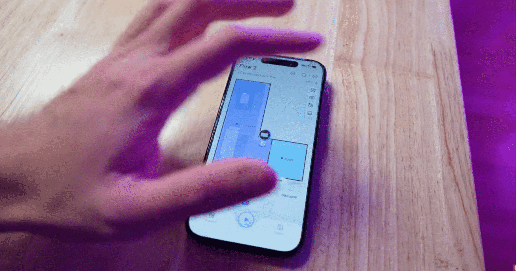 Narwal Flow 2 Home app | Vacuum Wars Narwal Flow 2 robot vacuum app displaying a home cleaning map and controls on a smartphone.