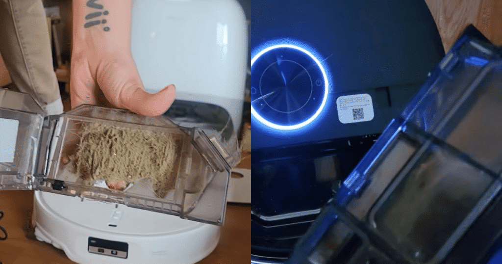 Narwal Flow 2 Home dustbin | Vacuum Wars Narwal Flow 2 robot vacuum dustbin containing collected pet hair and debris after cleaning a home with a heavy-shedding dog.