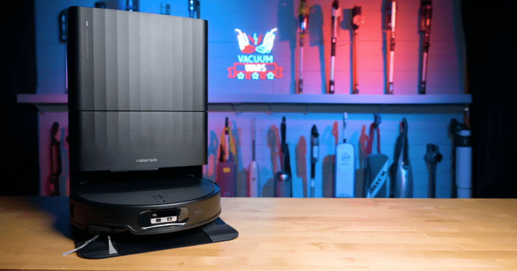 Roborock Qrevo Edge 2 Robot Vacuum Review at Vacuum Wars 1 | Vacuum Wars Roborock Qrevo Edge 2 robot vacuum and self-emptying dock in the Vacuum Wars testing studio.