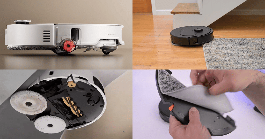 Robot buyer guide mop features | Vacuum Wars Robot vacuum mop features including mop lifting, carpet detection, extending spinning pads, and removable mop pads.