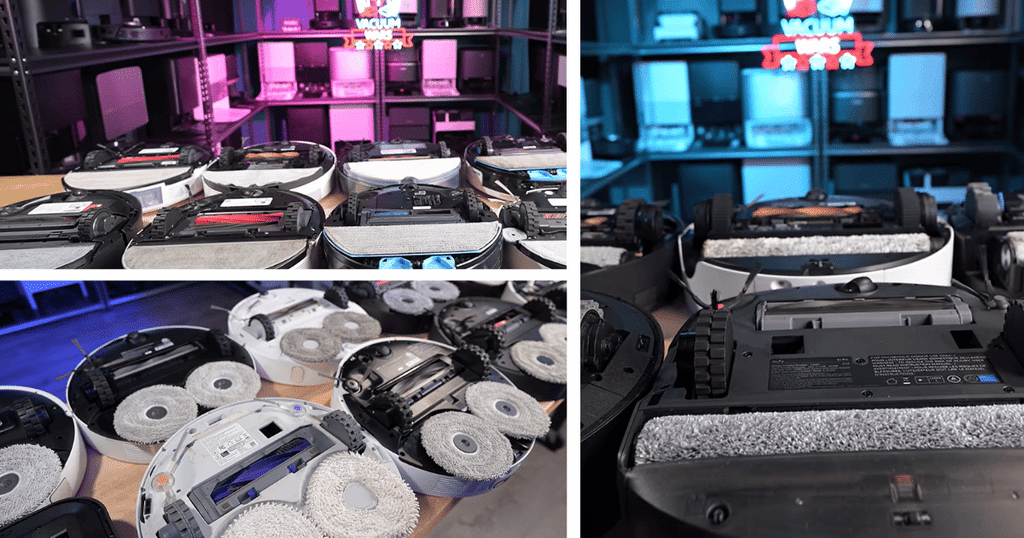 Robot buyer guide mop types | Vacuum Wars Flat-pad, dual-spinning-pad, and roller-style mopping systems used on modern robot vacuum and mop combos.