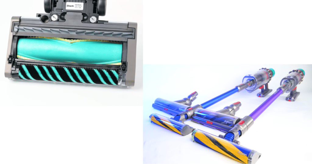 Soft Roller Score Vacuum Wars | Vacuum Wars Cordless vacuum cleaner heads showing soft roller designs for hard floor cleaning and debris pickup.