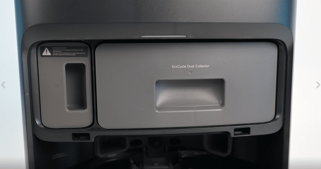 MOVA V70 Ultra Complete Bagless Dock at Vacuum Wars | Vacuum Wars MOVA V70 Ultra Complete dock opened to show its reusable EcoCyclone bagless dust collector