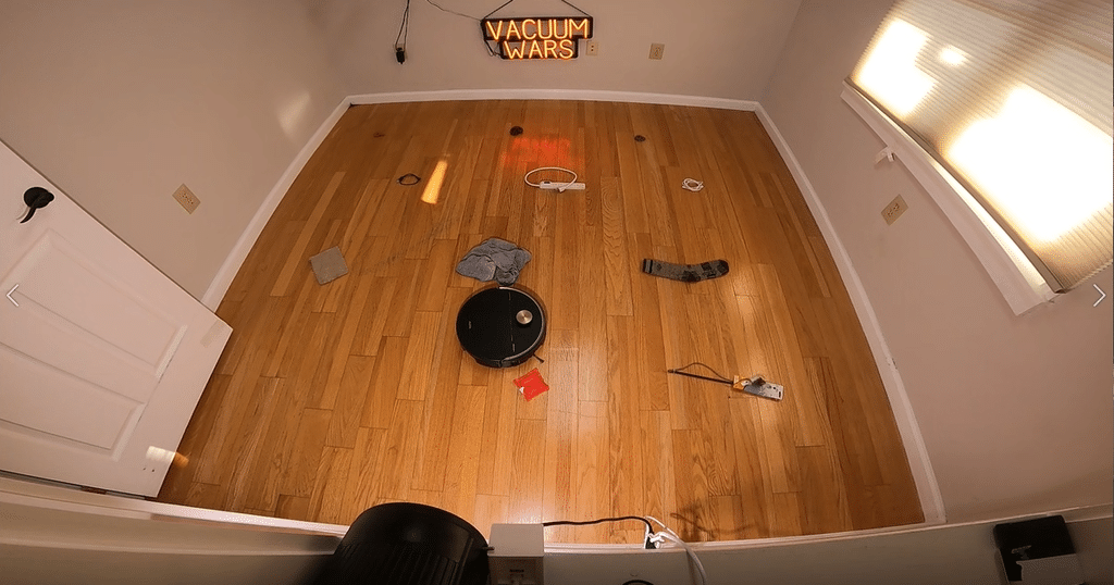MOVA V70 Ultra Complete Obstacle Avoidance Tests at Vacuum Wars | Vacuum Wars MOVA V70 Ultra Complete navigating around household objects during the Vacuum Wars obstacle avoidance test