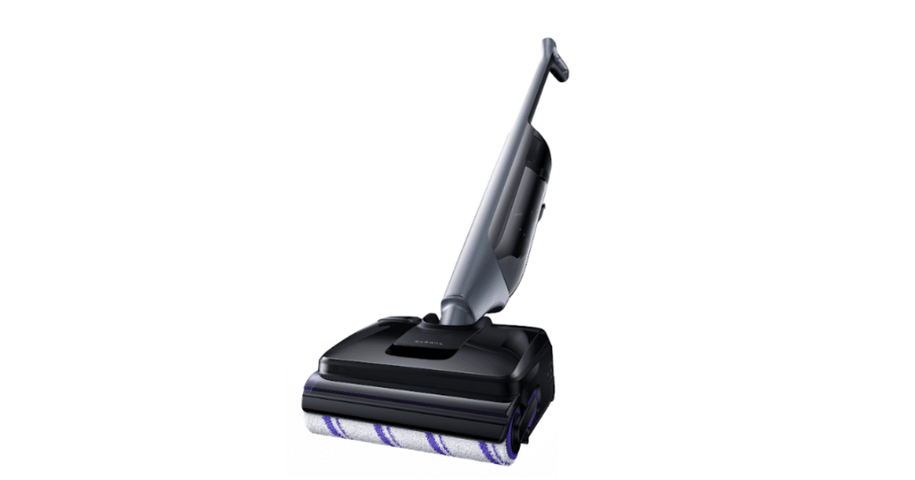 Narwal Wet Dry flagship | Vacuum Wars Black and silver Narwal wet-dry floor cleaner with an upright handle and dual-roller cleaning head against a white background.