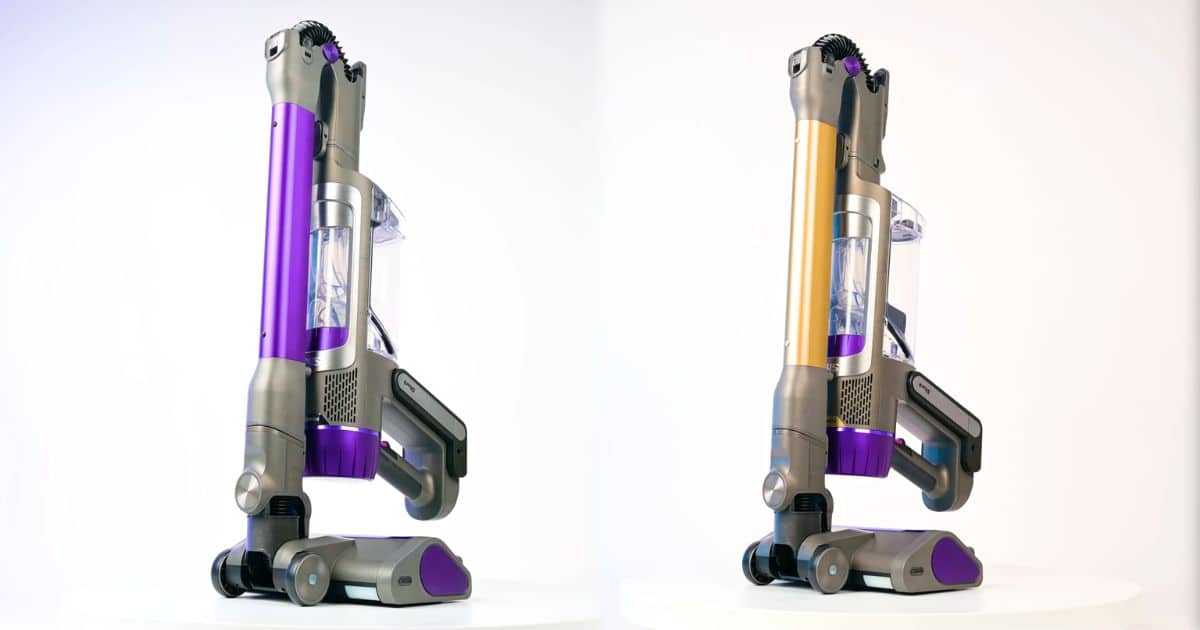 | Vacuum Wars Shark PowerDetect Ultra-Light HZ4002 and Shark Stratos HZ3002 corded stick vacuums shown side by side for comparison.