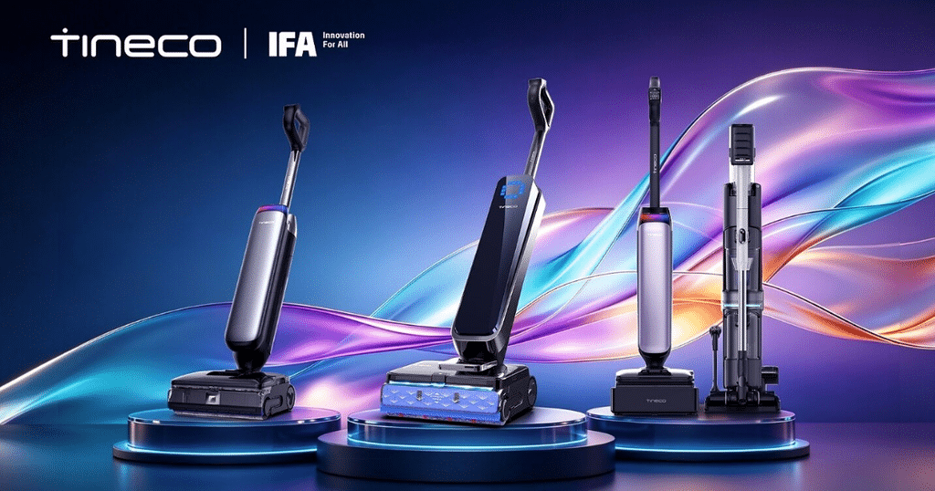Tineco IFA 2026 Innovation for All | Vacuum Wars Four Tineco floor-care products displayed together for IFA 2026
