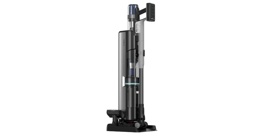 Tineco Pure One Station 7 ZeroTouch | Vacuum Wars Tineco Pure One Station 7 ZeroTouch cordless vacuum mounted in its automated cleaning station