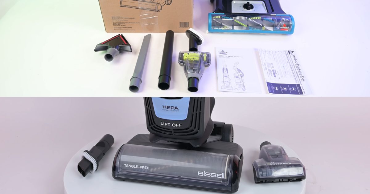 | Vacuum Wars Included attachments for the Bissell CleanView 2254 shown at the top and the Bissell Pet Hair Eraser 39883 shown at the bottom.