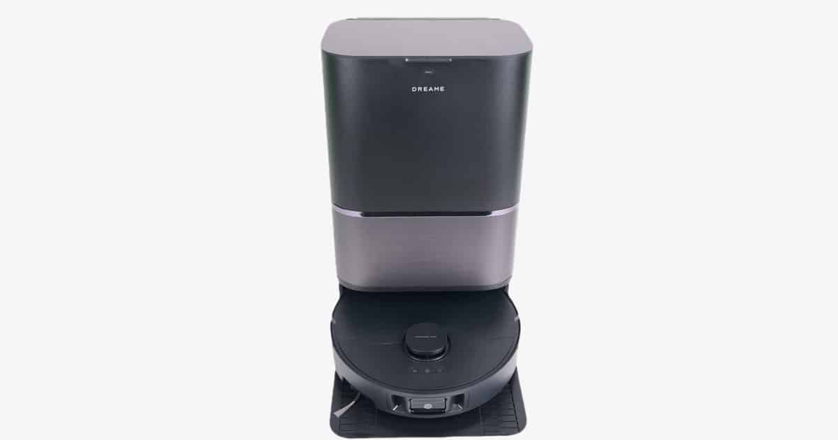 Dreame L40 Ultra Gen 2 — Hero image | Vacuum Wars Dreame L40 Ultra Gen 2 robot vacuum and black docking station against a clean white studio background.